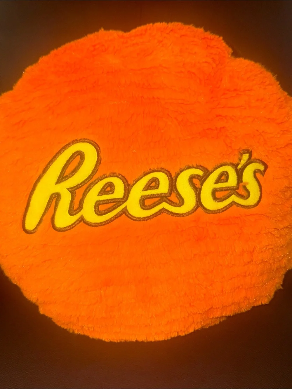 Reese's Orange Round Plush Decorative Pillow Embroidered Logo 100% Polyester